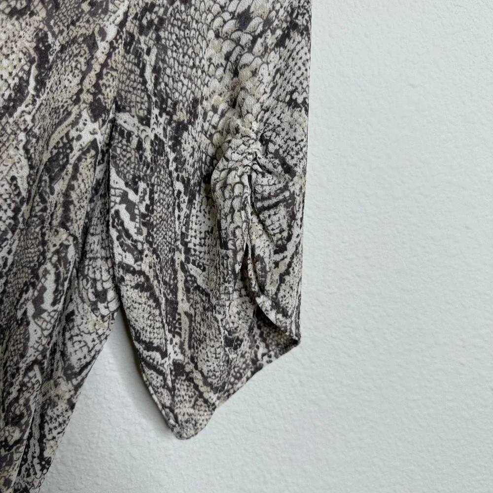 Reformation Monica Wrap Mini Dress Python Snake Print Size Medium PTP-18” - Picture 8 of 16